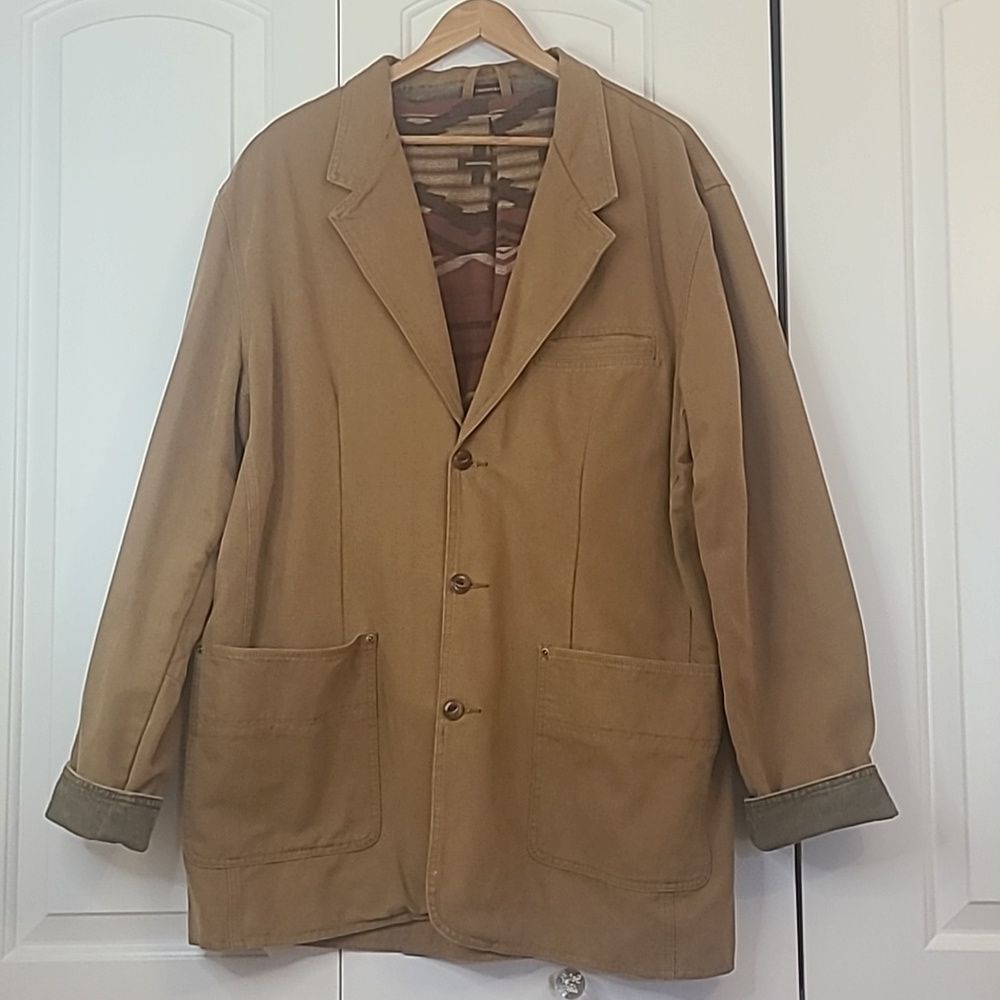 Vintage Territory Ahead Canvas Chore Coat Aztec Blanket Lined  Men's Size XXL